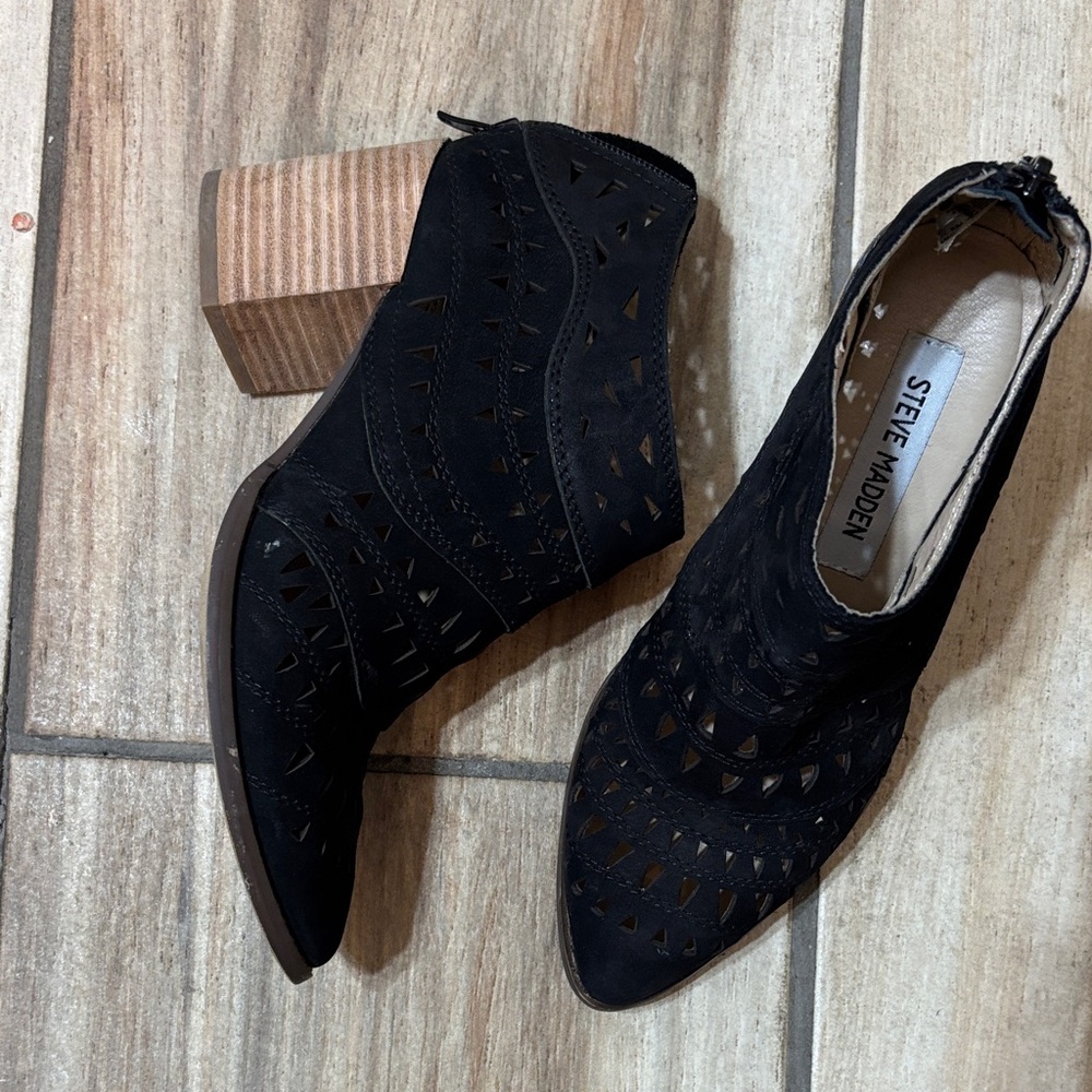 Steve Madden Black Cutout Ankle Booties